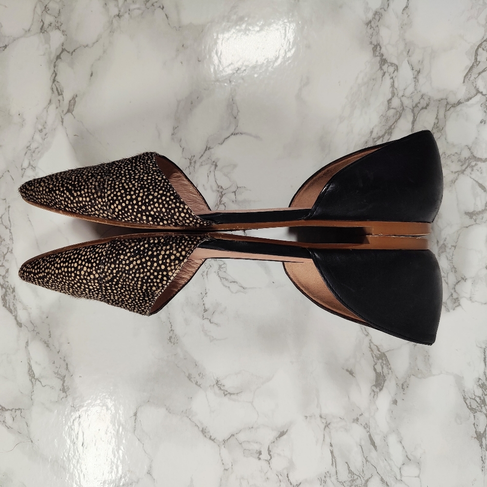 Madewell D'Orsay Dotted Calf Hair Leather Flats Size 7 - Picture 7 of 11
